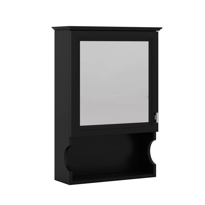 Armoire de rangement murale avec miroir, Noir