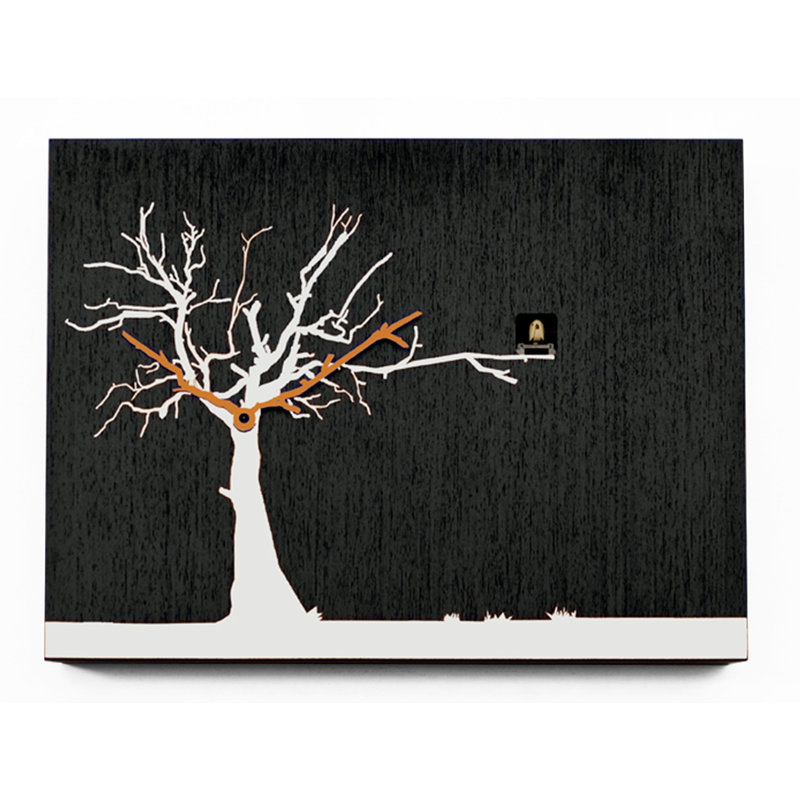 Myrtle Wood Wall Clock, Black/White