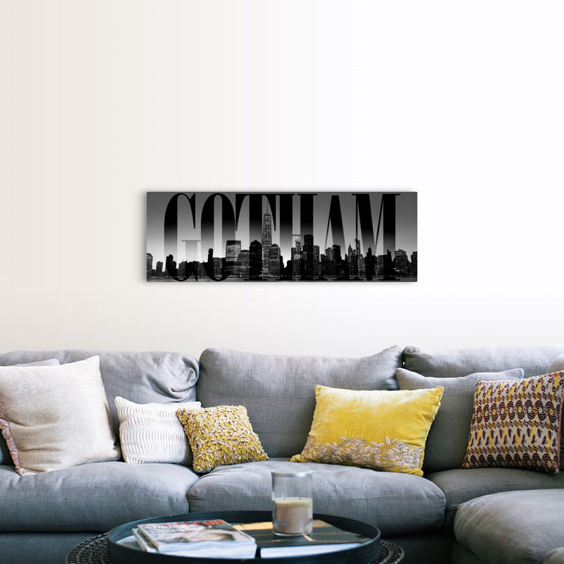 « new york city horizon, gotham, transparent overlay », impression, H 16 po x l 48 po x P 1,5 po, Toile