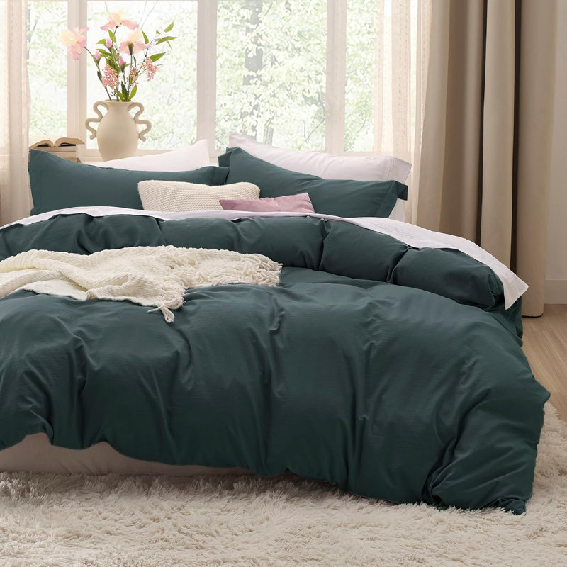 Bedsure Duvet Cover King Set Prewashed Extra Soft Cotton-Like Beding Set （Set of 3）, King Duvet Cover + 2 King Shams