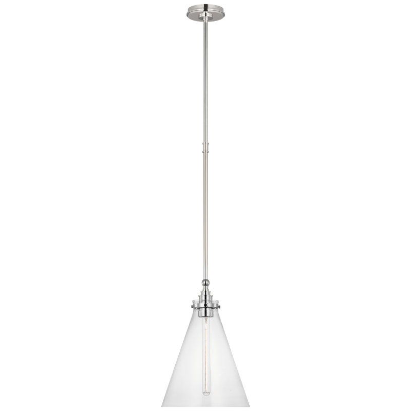Parkington 1 - Light Pendant, 15.5" H x 11" W x 11" D, Polished Nickel, Clear Glass