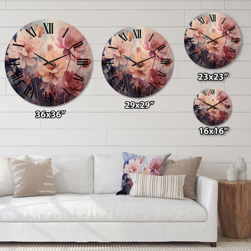 Horloge murale en bois massif Wyvette, Moyenne