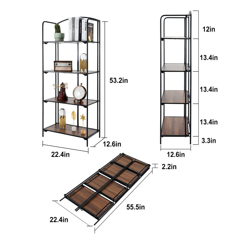 Étagère de rangement Raphy 22,44 po, Noir / noyer