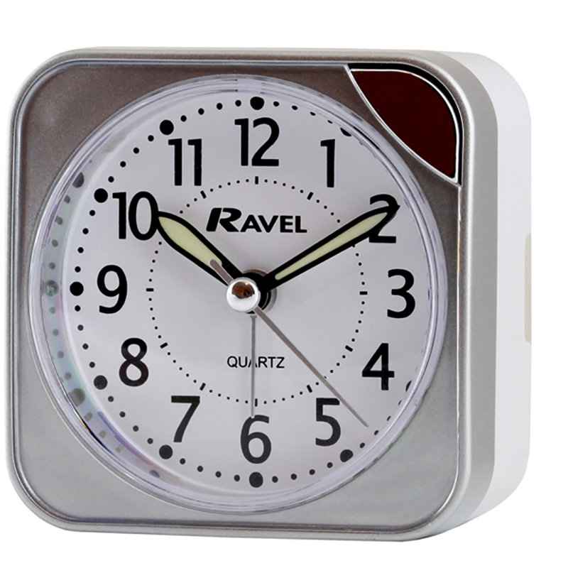 Quartz movement / Crystal Alarm Tabletop Clock, Silver/White