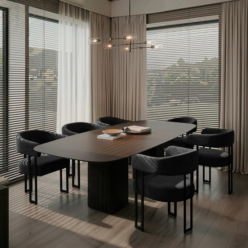 Fauteuil en velours résistant aux taches - Chaises de salle à manger rembourrées, Noir