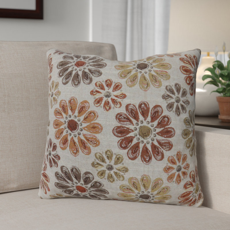 Housse et insert de coussin carré Florafora, H 20 po x l 22 po, Jaune clair / orange