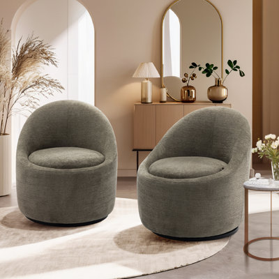 Elijana Modern Upholstered Swivel Barrel Chair,No Assembly Required (Set of 2)
