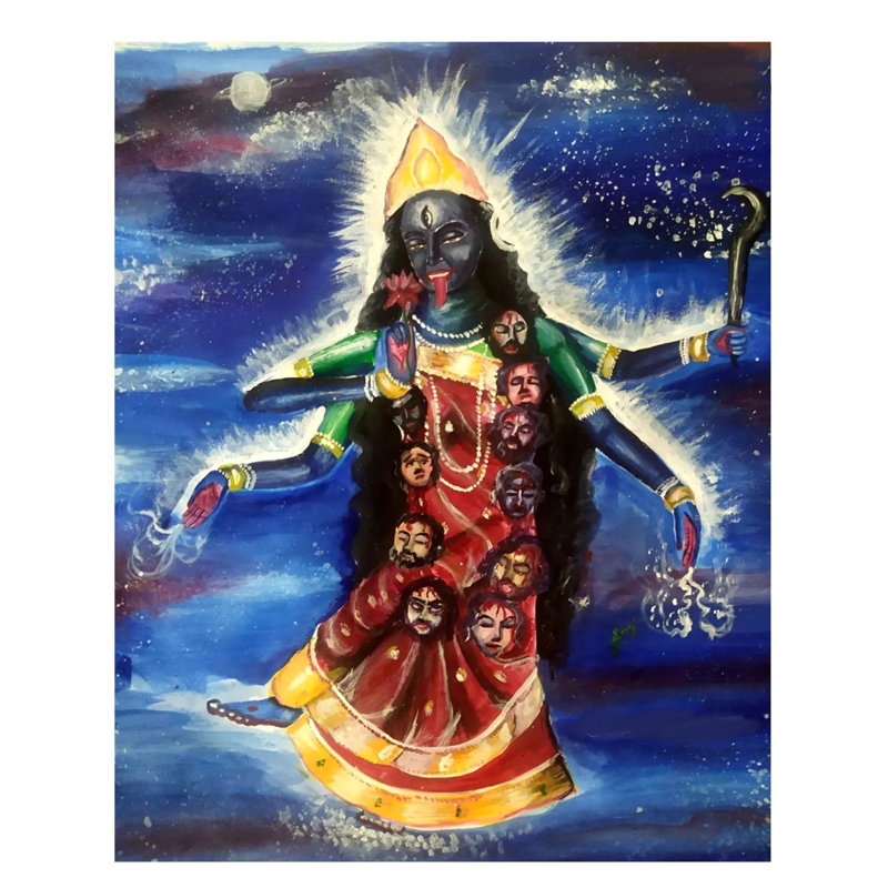 Dakshineswar Kali Maa | Acrylique sur papier | Peinture d'Ankit Bagde