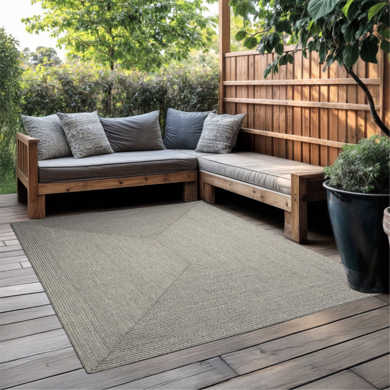 Doherty  Braided Rug / Washable Indoor/Outdoor Gray/Brown Country Rug, Rectangle 5' x 8'
