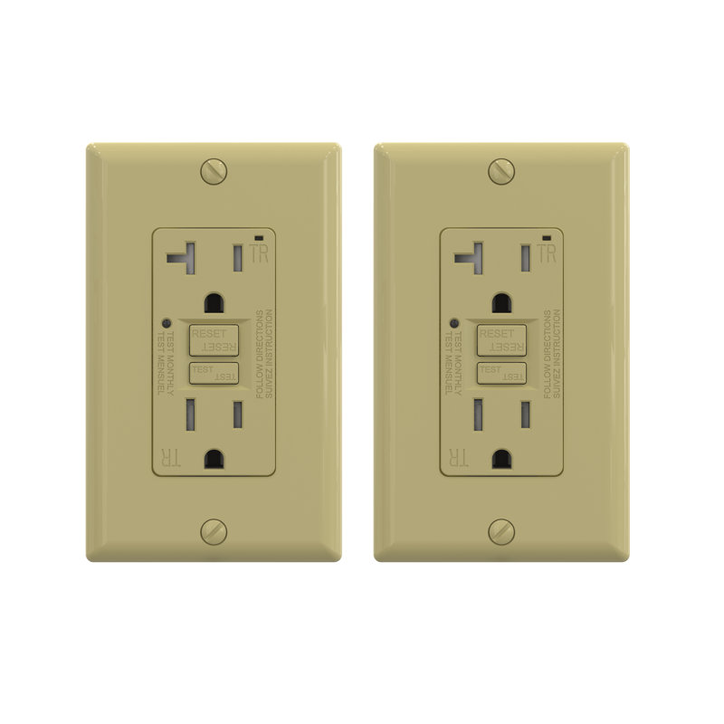 Ivory 15 Amp Tamper Resistant GFCI Duplex Outlet with Wall Plate