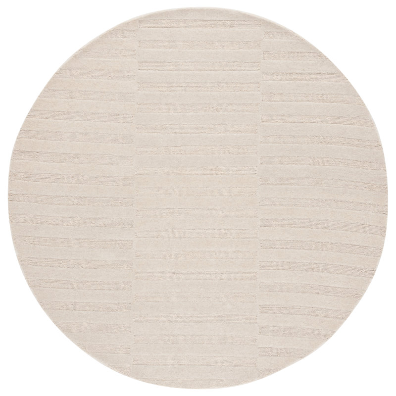 Tapis ivoire en laine / coton touffeté à la main ébène, Rond 6 pi