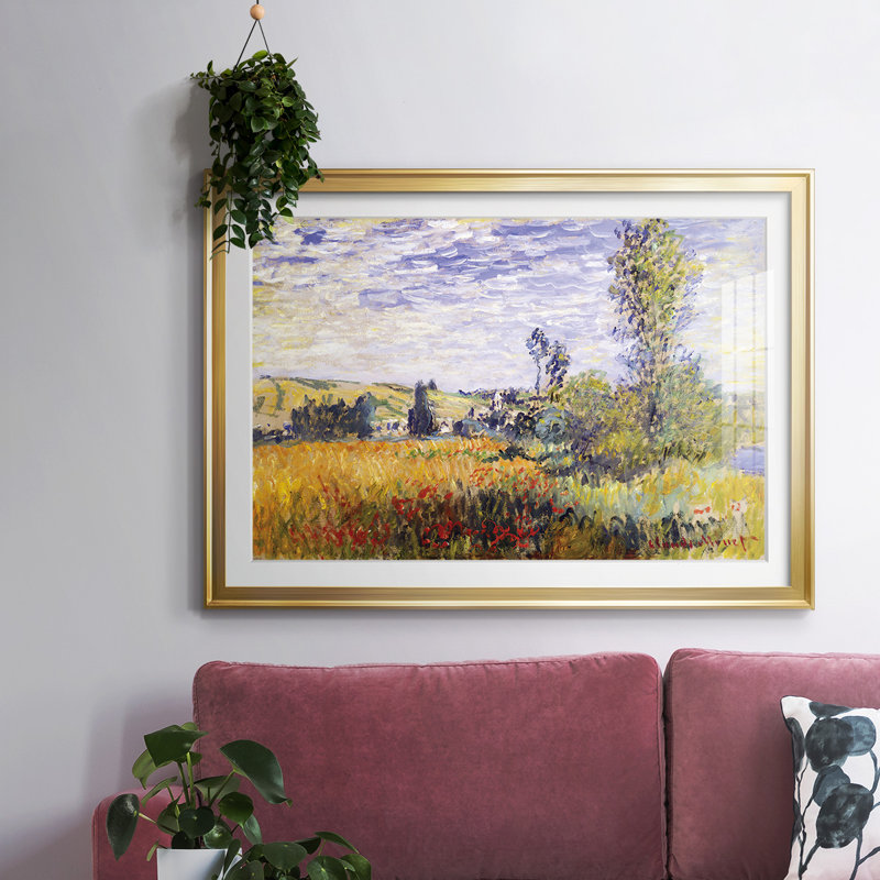 «Vethueil» encadré sur papier par Claude Monet, H 15 po x l 21 po x P 1,5 po, Or