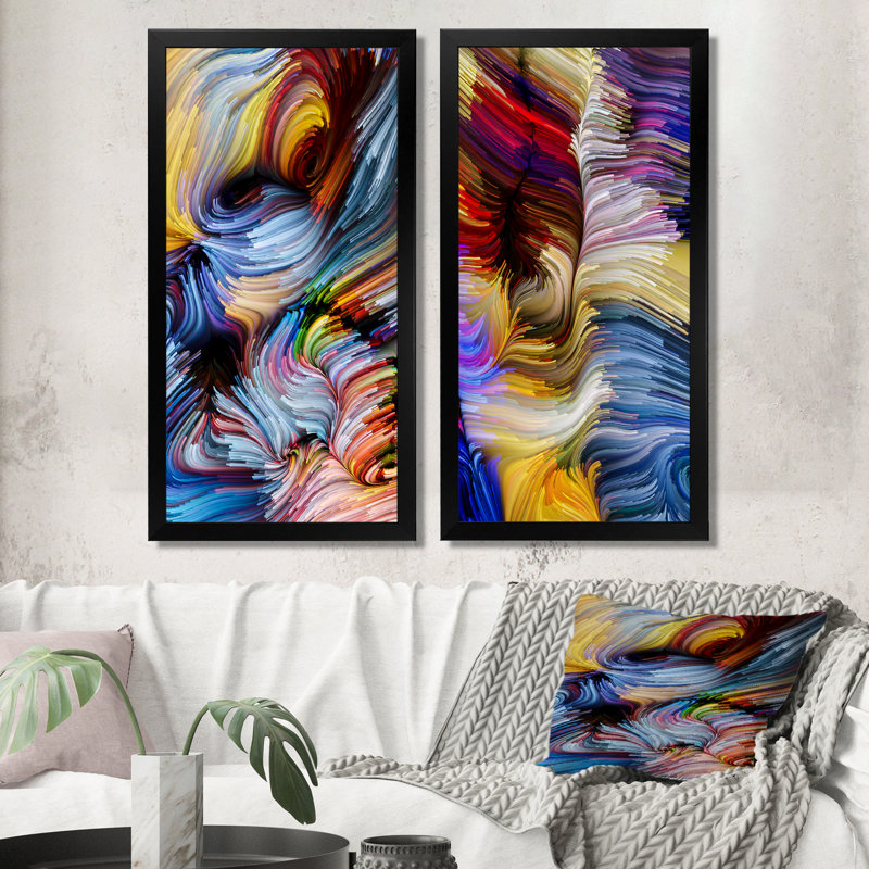 Élégance de l'art liquide - ensemble de 2 reproductions sur toile, H 20 po x l 24 po x P 1 po, Cadre photo noir