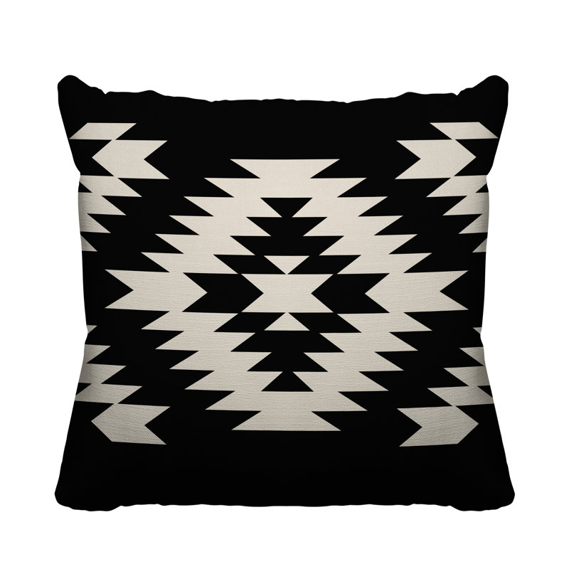Coussin décoratif intérieur / extérieur Southwestern, L 19 po x H 19 po, Noir