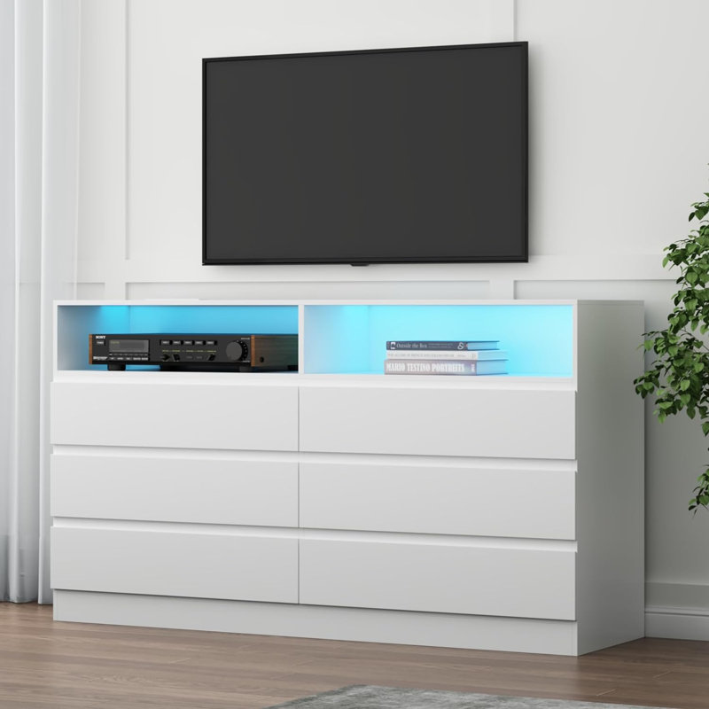 Elsgard 47.24'' W 6 - Drawer Dresser, White