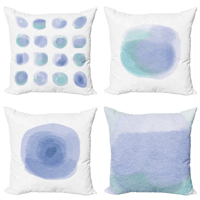Everts Indoor / Outdoor Abstract Square Cushion Cover, 40cm H x 40cm W x 0.01cm D, Ceil Blue/Seafoam/White