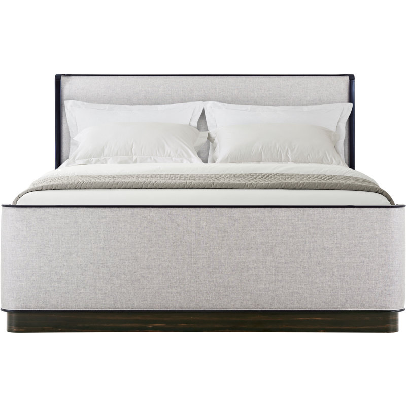 Amara Veneer and Mahogany Gray King Bed with Upholstered Headboard