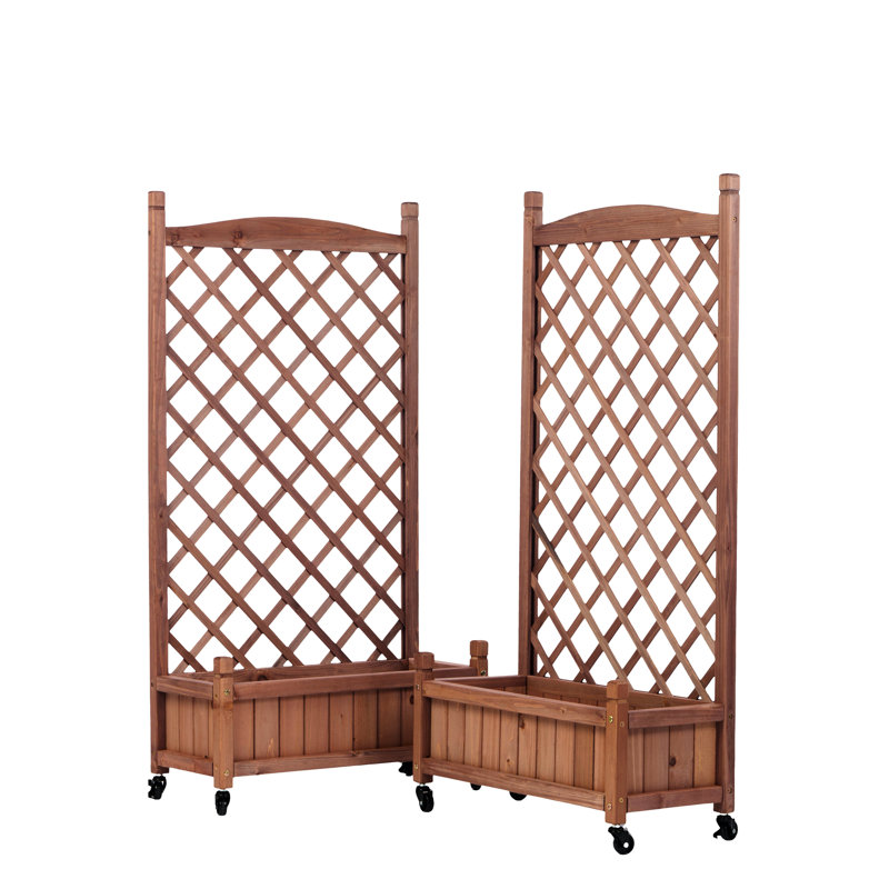 Lit de jardin surélevé avec treillis - paquet de 2 - jardinière en bois pour l'extérieur et support pour plante 30 couches