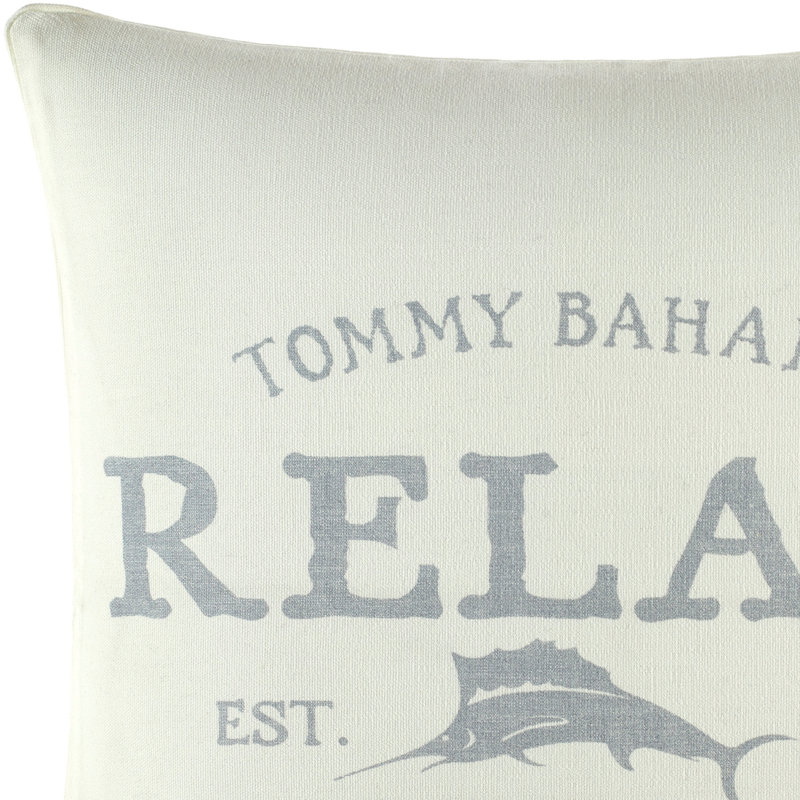 Tommy Bahama Off-White Cotton Square Throw Pillow with Zipper Closure