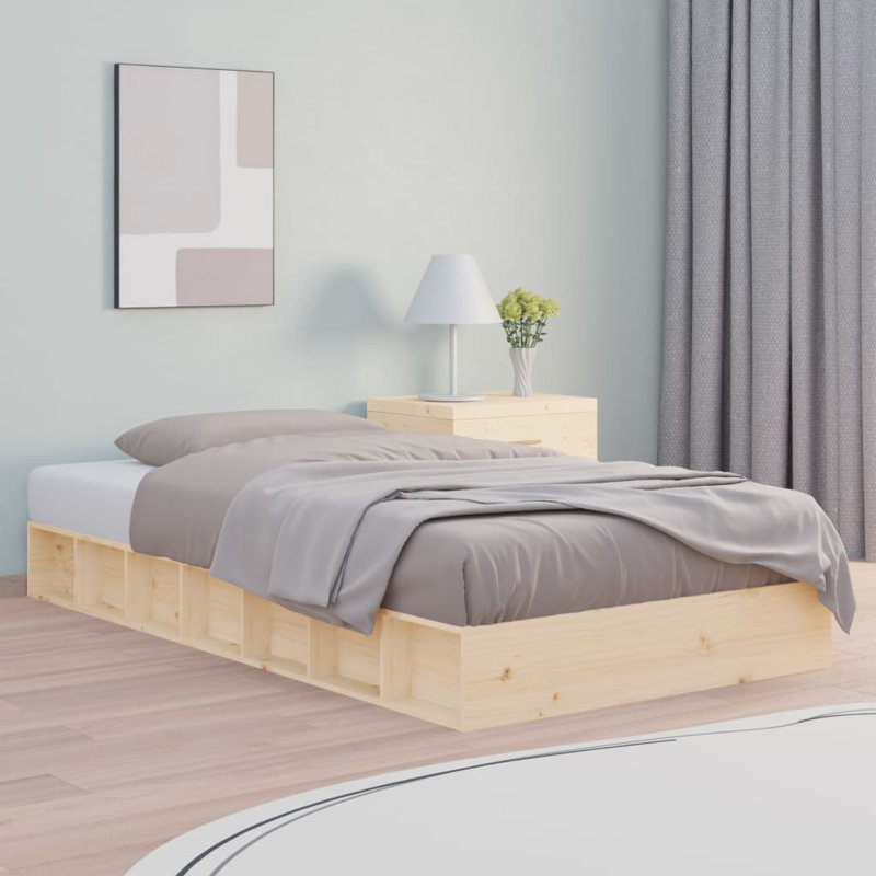 Bed Frame Solid Wood, Brown, European Single (90 x 200cm)