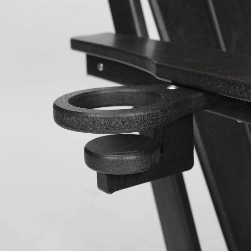 Chaise Adirondack pliante Hdpe avec porte-gobelet double - Chaise Adirondack composite avec texture bois, Noir