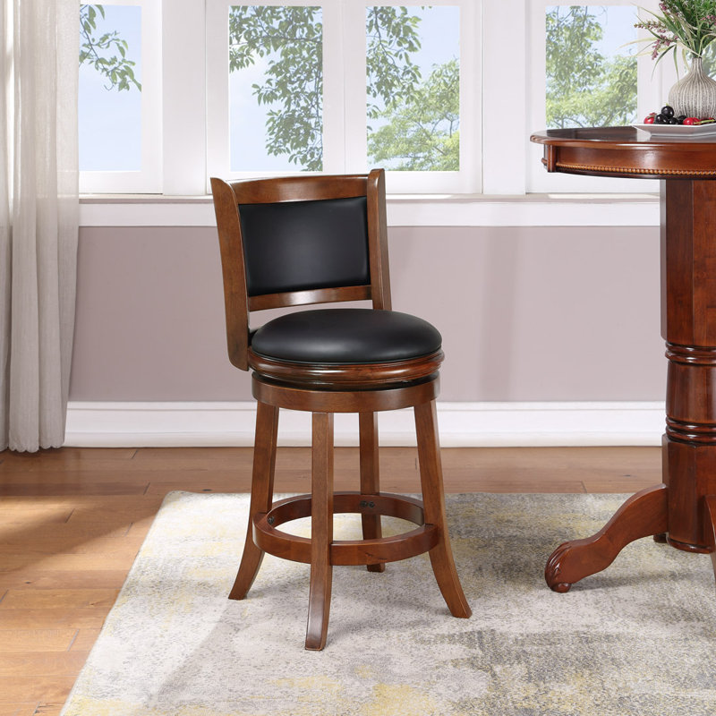 Comptoir pivotant, bar et très grand tabouret en bois Analuz, Cerise, Noir, Tabouret de comptoir (siège d'une hauteur de 26,2