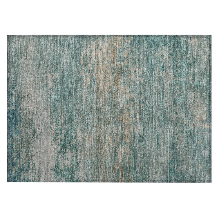Machine Washable Indoor/Outdoor Xhevrie Aqua Rug