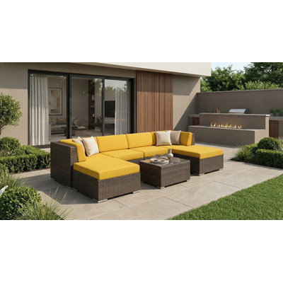 Billyjo Wicker 4 - Person Seating Group with Cushions - No Assembly
