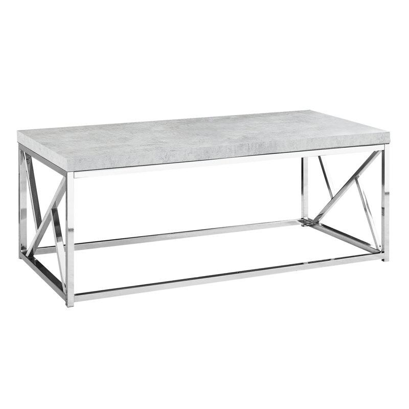 Table basse moderne d'inspiration industrielle moderne en stratifié gris de 48 po et en métal