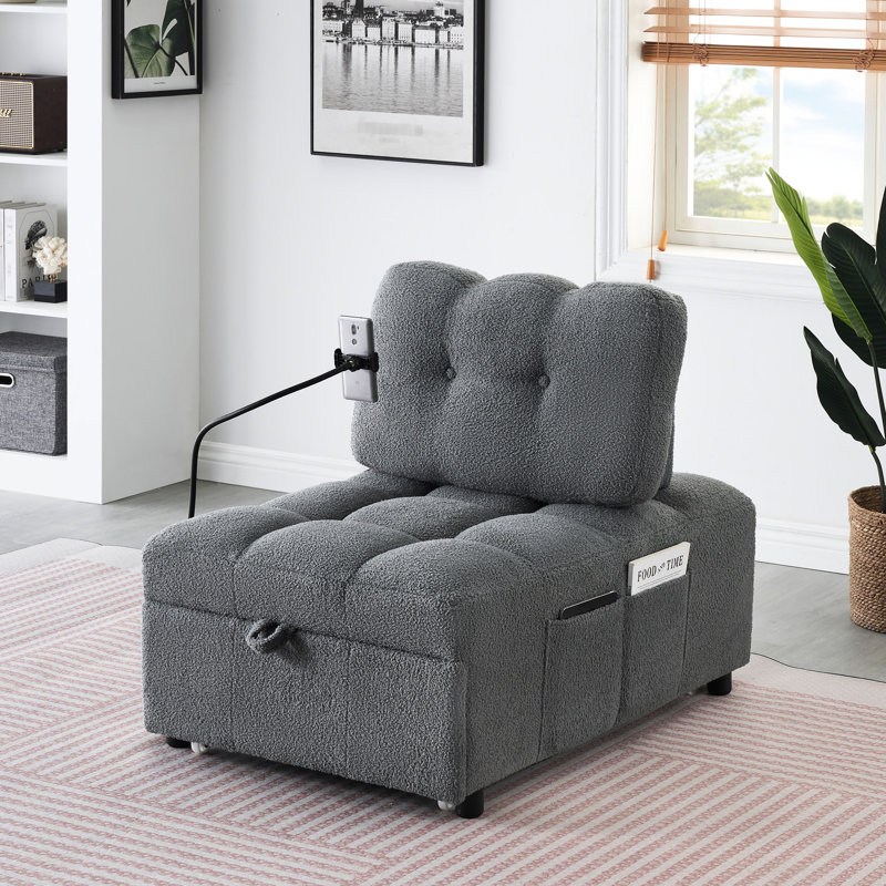 Lit convertible de 41,08 pouces de long, tissu gris, répond à toutes les exigences, Gris