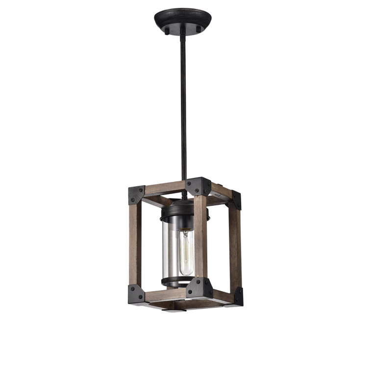 Luminaire suspendu rectangulaire à 1 lumière avec accents en fer forgé Shafer