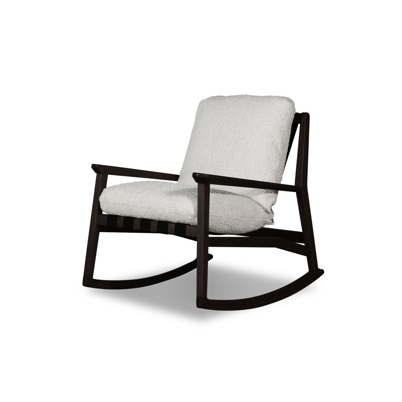 Chaise berçante Mid Century, Tapioca Premium Boucle, Charcoal