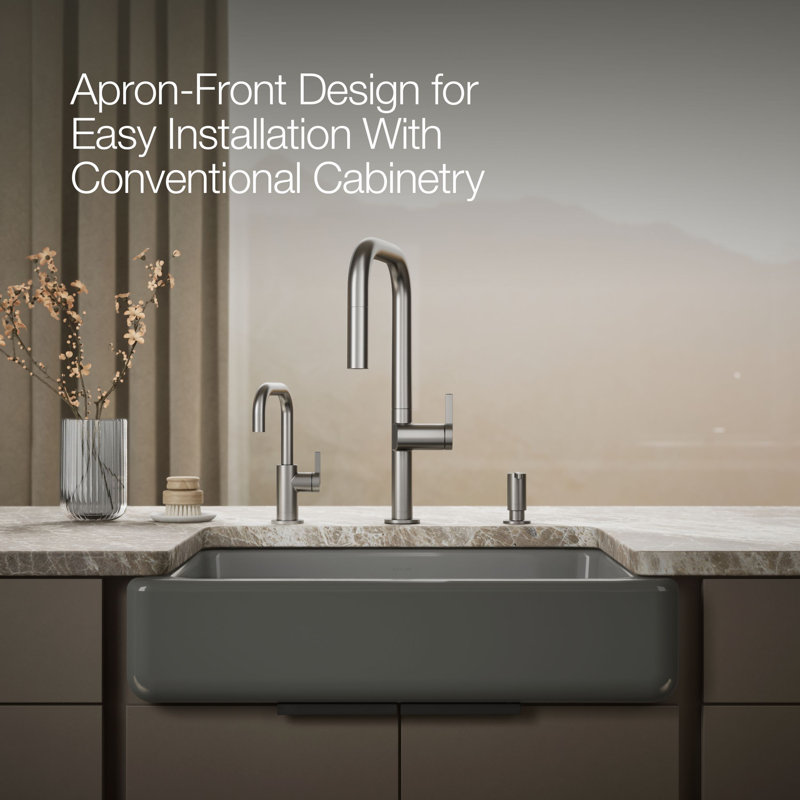 Whitehaven® 30" L x 22" W Farmhouse Kitchen Sink, Thunder Gray