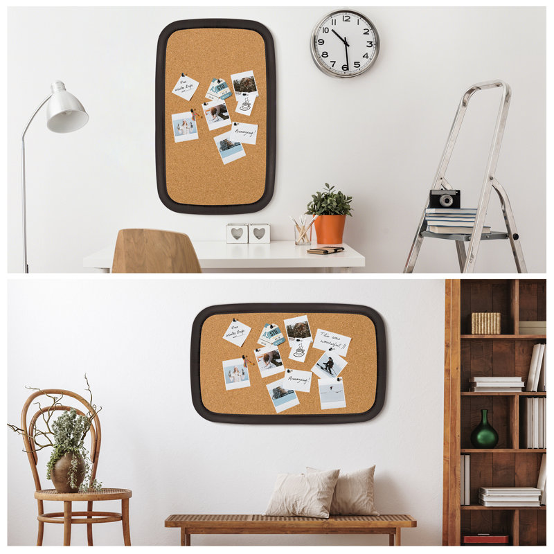 Cork Board with Thumbtacks for Walls with Frame, 30" H x 19" L