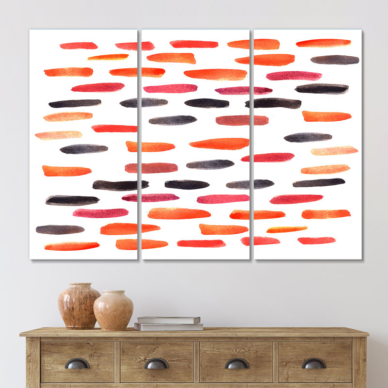 «Retro Orange and Blue Horizontal Strokes», reproduction d'art sur toile à motifs, H 28 po x l 36 po x P 1 po