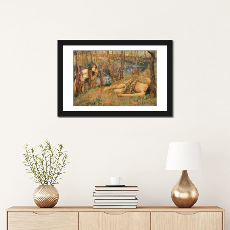 "the naiad, 1893" par john william, impression sur toile waterhouse, H 16 po x l 24 po x P 1 po, Blanc