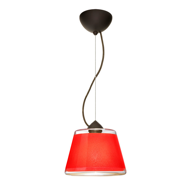 Luminaire suspendu conique à 1 lumière Delaune, Rouge, Bronze brossé, DEL