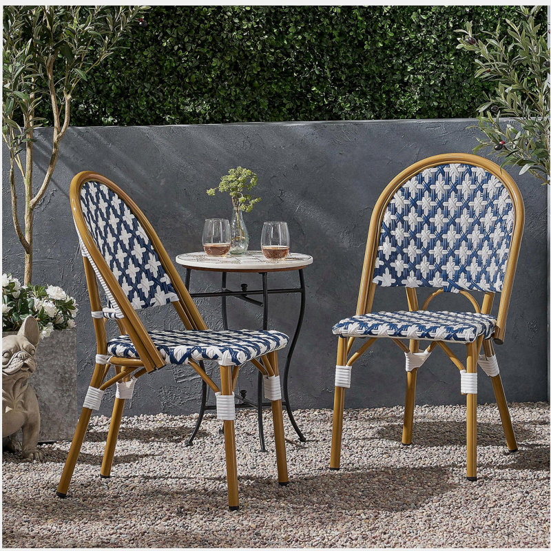 CHAISE FRANCAISE BISTRO (ensemble de 2), Blanc / Bleu marine