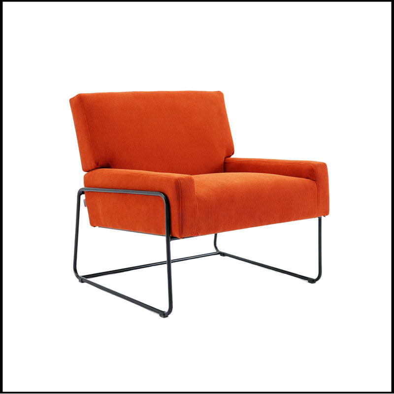 Lopardo Waiting Room Chair with Metal Frame, 100% Polyester Orange