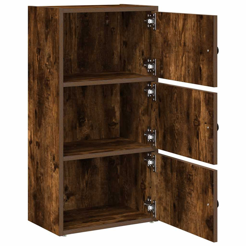 Shanetra 40cm W Bookcase, Smoked Oak, (3 Shelves) 77cmH x 40cmW x 24cmD