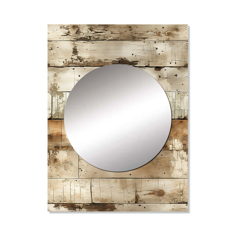 Rustic Farmhouse Weathered Planks - miroir décoratif rétro, miroir mural rétro, impression d'art en métal, 40 po x 30 po