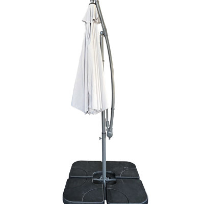 10Ft Cantilever Patio Umbrella Gray - Easy Transport With Carry Case For Outdoor Trips Tilt Function, Suits Various Activities