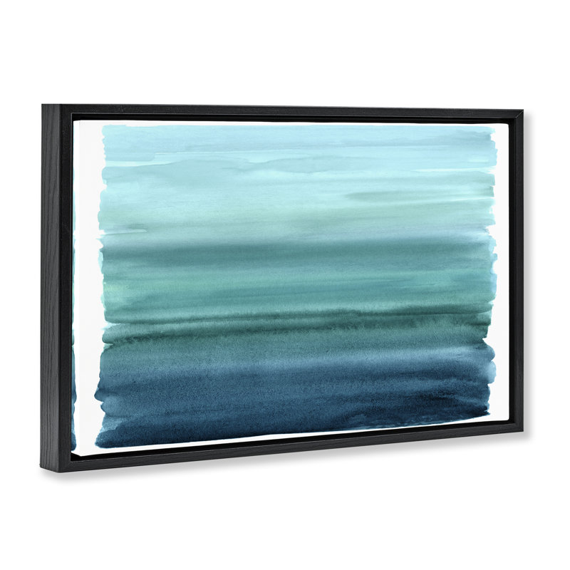 Cadre flottant dégradé bleu sarcelle dégradé, design par Allie Corbin, H 17 po x l 25 po, Cadre flottant noir de jais