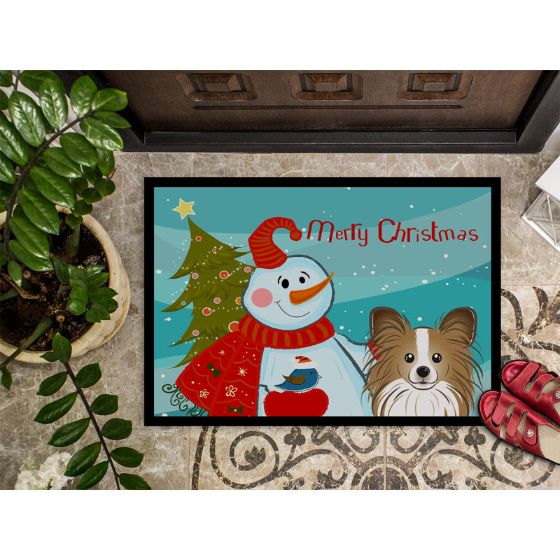 Mandelyn Non-Slip Christmas Outdoor Doormat, Rectangle 1'6" x 2'3"