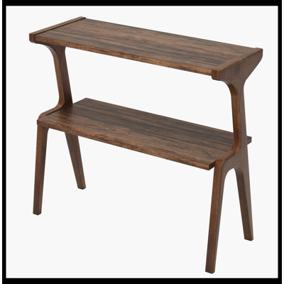 Solid Wood End Table, 2-Tier Sofa Side Table With Storage Shelf