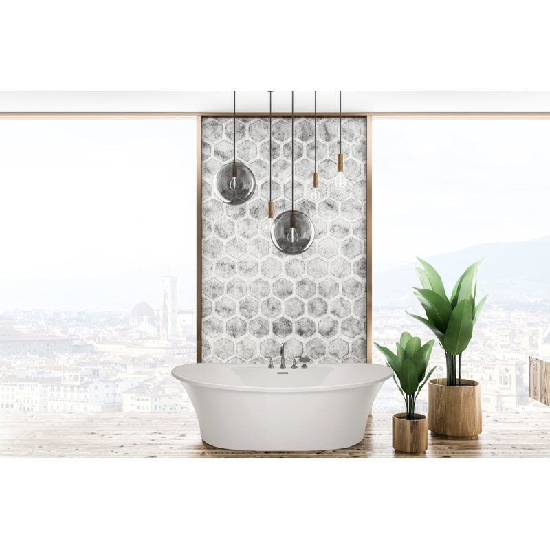 Breanne 66'' L Freestanding Soaking Bathtub, Polished Chrome