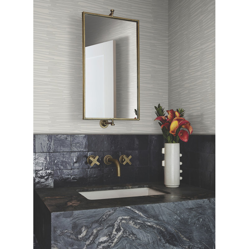 Papier peint eau avec roseau, gris