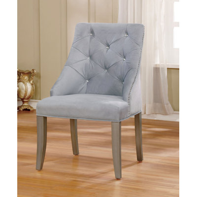 23" W Transitional Side Chair (2/CTN), Silver/Gray