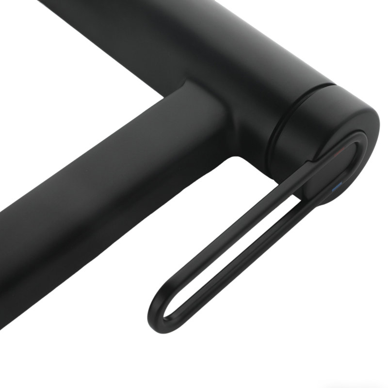 Modern Hollow Lever Handle Bathroom Faucet Single Hole Vessel Sink Faucet For Countertop Installation, Matte Black