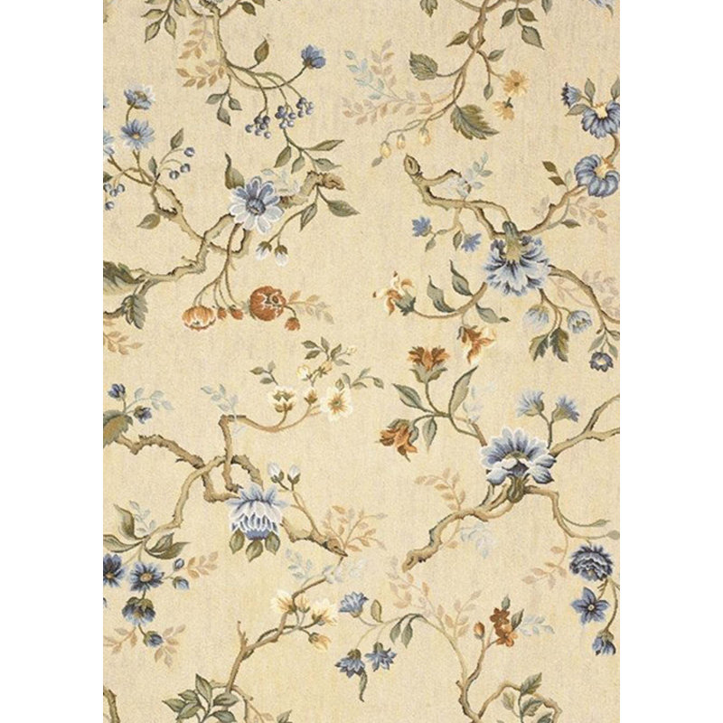 Fresco Azm Wool Floral Area Rug in Cream, Rectangle 3' x 5'
